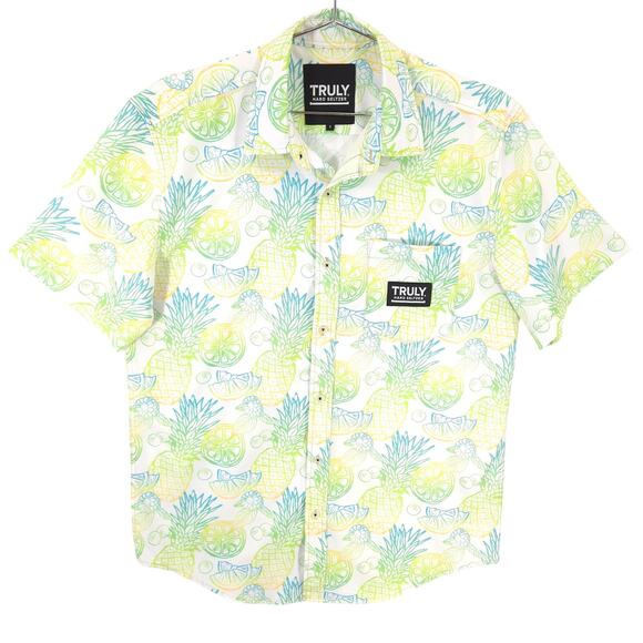 Truly Hard Seltzer Shirt Mens S Fruit Print Performance Button Up Short Sleeve - Picture 1 of 9